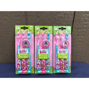 Lot of 3 Firefly LOL Surprise Kids Toothbrush 3-Pack Suction Cup Toothbrush Cap